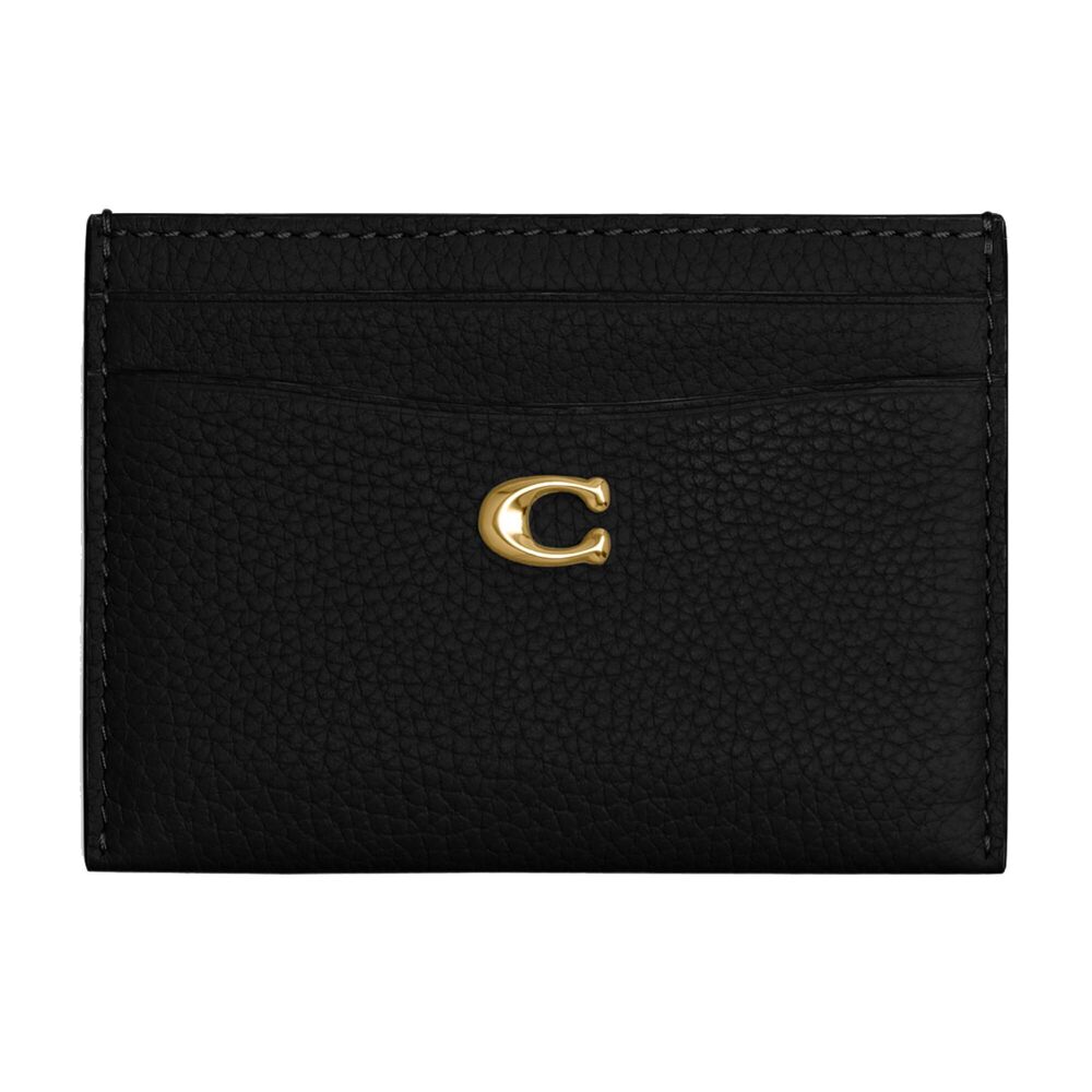 4588 Polished Pebble Leather Essential Card Case, Black